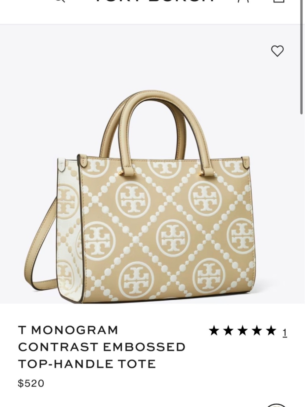 Tory Burch black monogram embossed hand bag